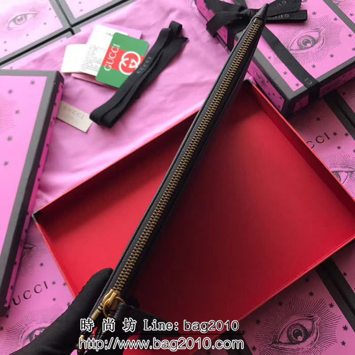 GUCCI古馳 歐洲正品原單 絲印經典款手包 495011 黑色全皮 WTG1585